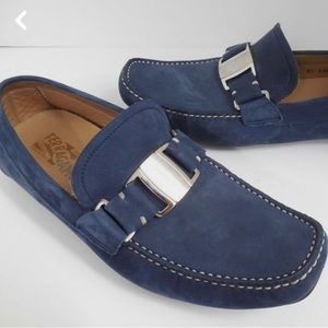 Ferragamo Blue Leather Loafer